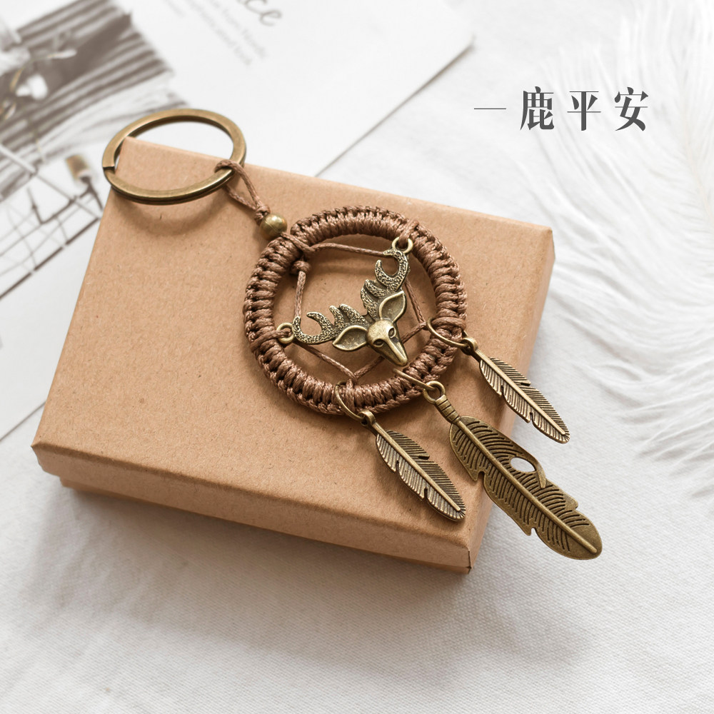 DIY一鹿平安钥匙扣汽车编织吊饰