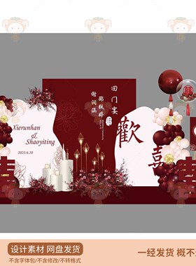 中式婚礼背景素材红色喜庆气球装饰PSD设计素材网盘发货