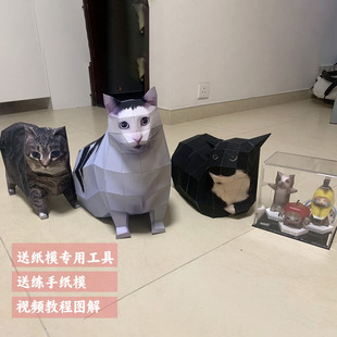 oiiao猫huh猫Maxwell猫疑惑猫手工纸模型折纸纸猫非成品折纸纸猫