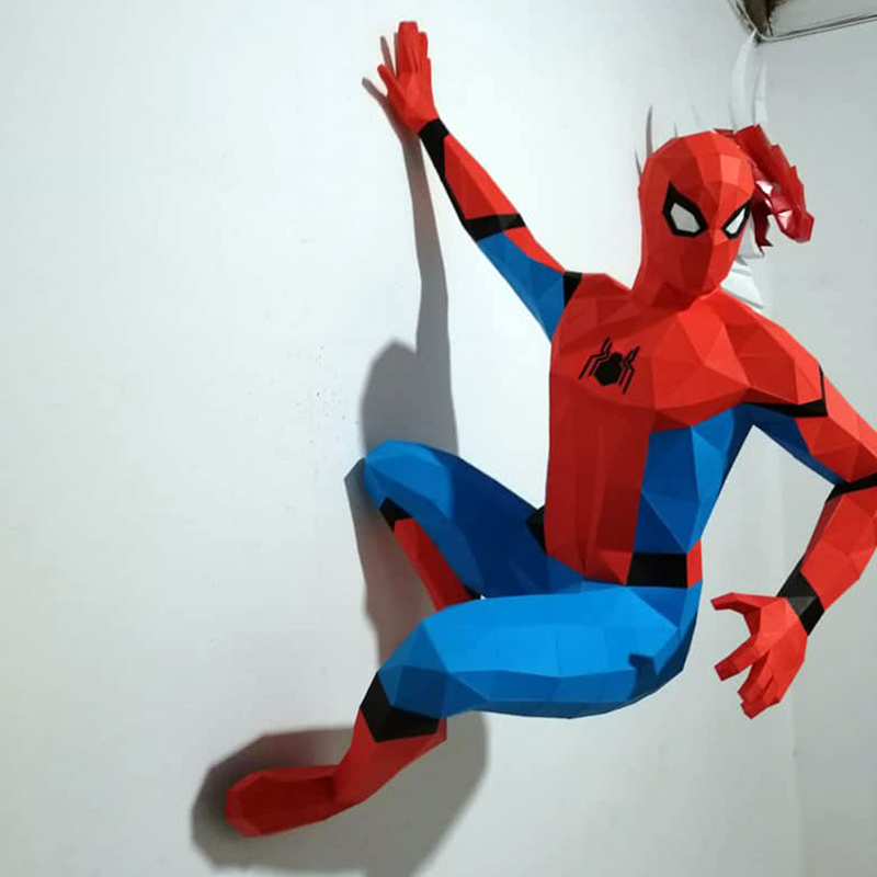 120厘米高 蜘蛛侠超级英雄大型墙壁立体装饰纸艺模型壁饰挂件壁挂 家居饰品 壁饰 原图主图