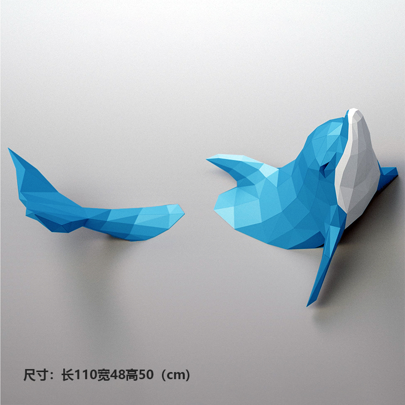 纸有艺术游动的小海豚几何纸艺