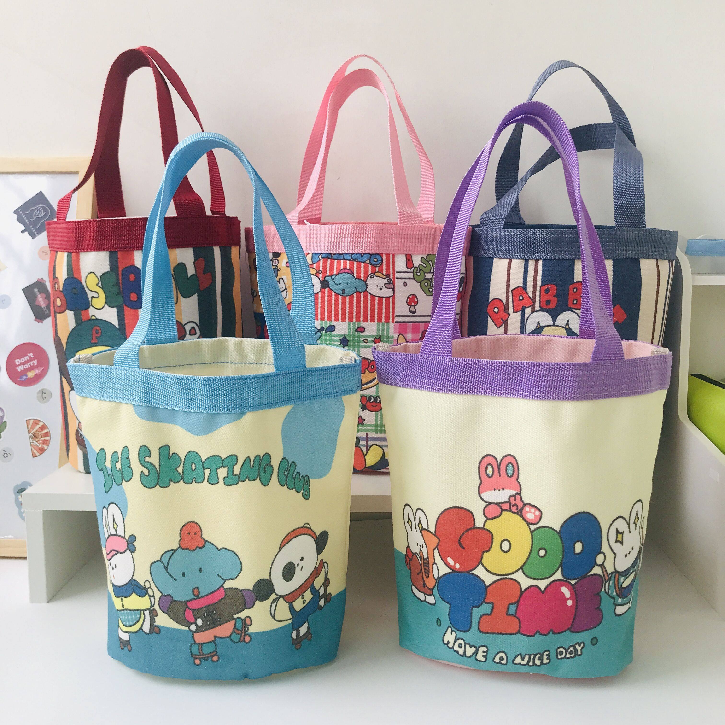 ins可爱水桶包学生奖品卡通帆布袋定制印logo幼儿园元旦礼物礼品