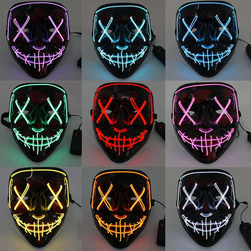 2pcs led light mask Halloween costume prop Scary Face mask
