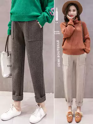 Pregnant women pants pregnant women wide leg pants autumn winter thick plus velvet fashion trousers maternity wear autumn and winter models