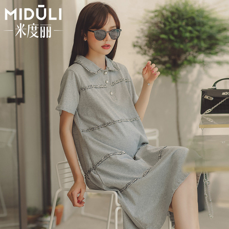 孕妇连衣裙夏孕妇装夏天裙子潮妈遮孕肚女装纯棉时尚款娃娃裙夏装