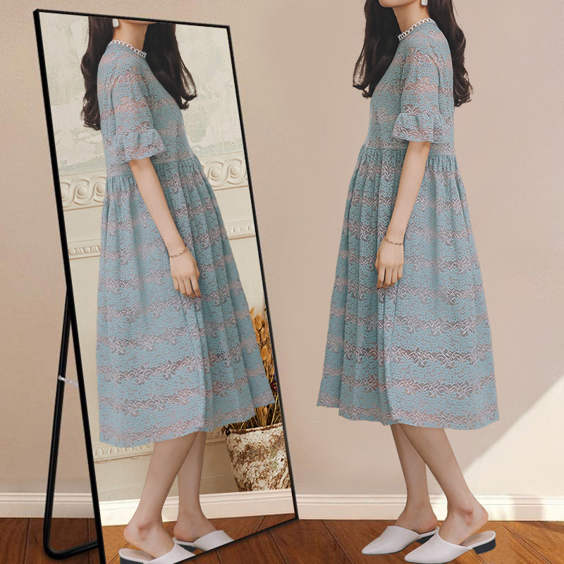 孕妇连衣裙夏天裙子潮妈时尚套装夏两件套蕾丝裙长款过膝长裙夏装