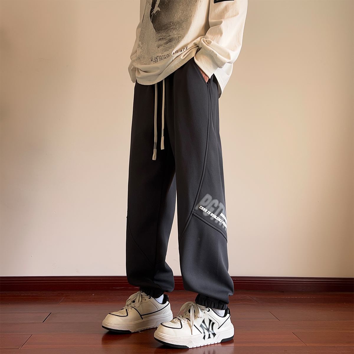 抖音品质2024冰丝质感宽松清凉休闲百搭长裤A107-CK9100-特P36,男装休闲裤,电商A107