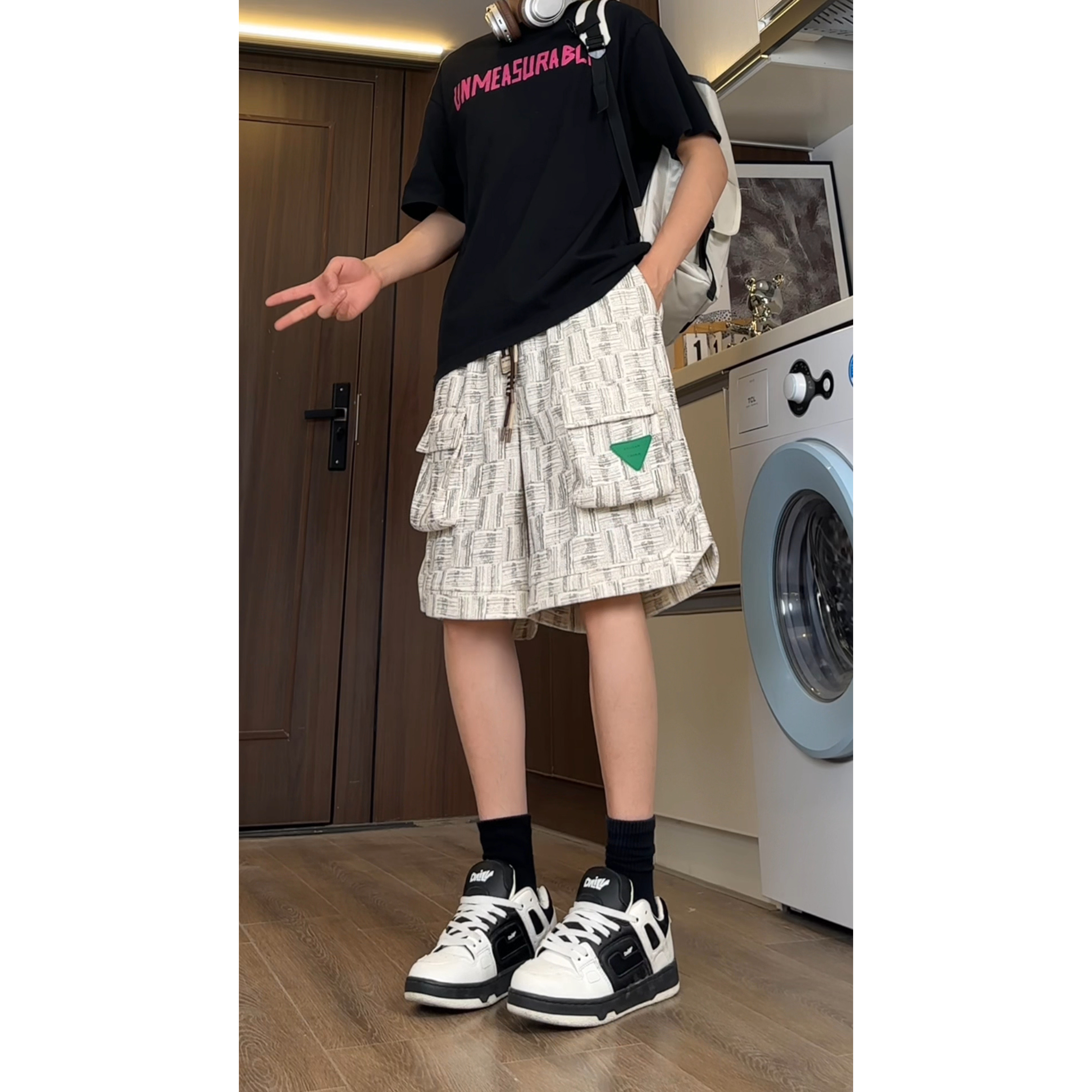 2025凉感透气休闲短裤男夏季宽松百搭短裤A107-DK889-特P30，男装牛仔裤，电商A107
