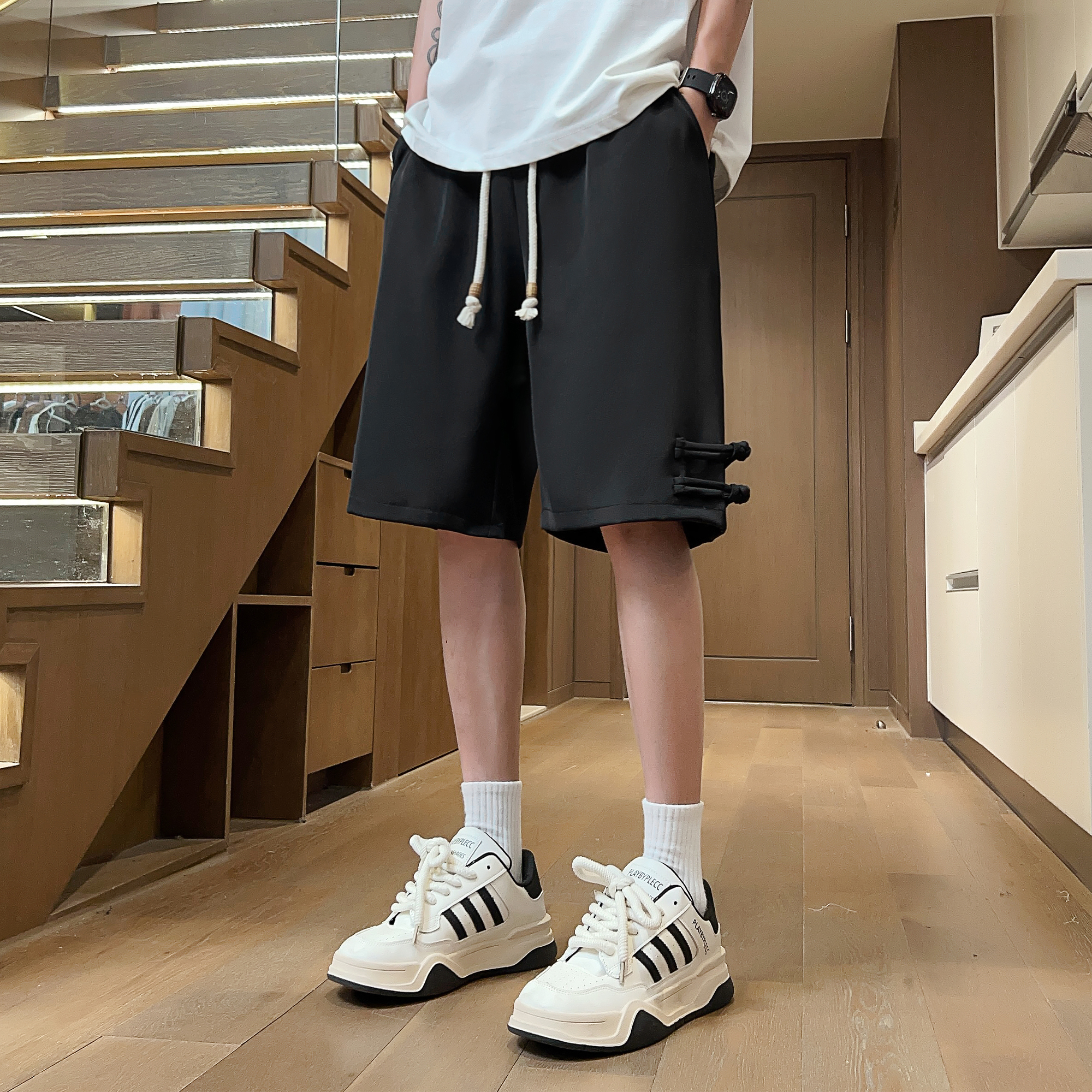 夏季主推新中式冰丝透气舒适短裤男百搭潮牌A107-DK6026-特P25，男装牛仔裤，电商A107