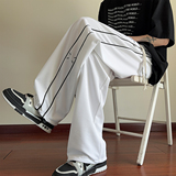 夏季垂感冰丝薄款宽松直筒阔腿裤百搭休闲长裤A107-CK9098-特P39，男装休闲裤，电商A107
