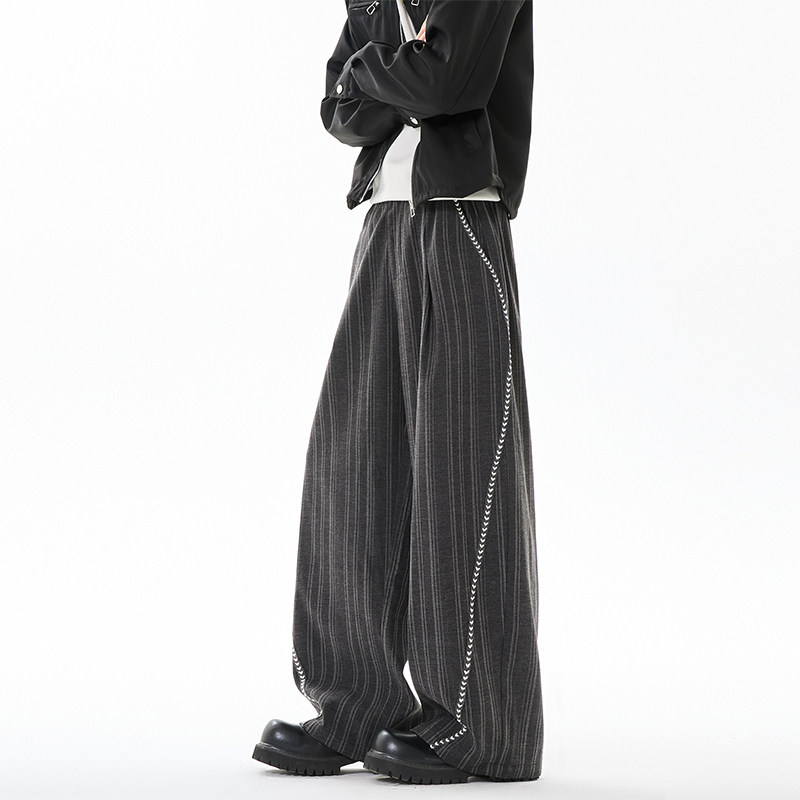 2026春季新品条纹复古风宽松阔腿拖地裤CK26108-特P48，男装休闲裤，电商A107