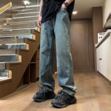 2024抖音直播品质A107-H807-特P43直筒水洗牛仔裤ins潮男，男装牛仔裤，电商A107