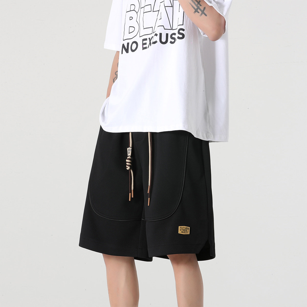 抖音品质A107-K23807-特P25菠萝格:93%聚酯纤维7%氨纶短裤,男装牛仔裤,电商A107