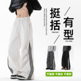 高品质百搭侧边拉链条纹美式休闲裤A107-CK25728-特P38无影墙，男装休闲裤，电商A107