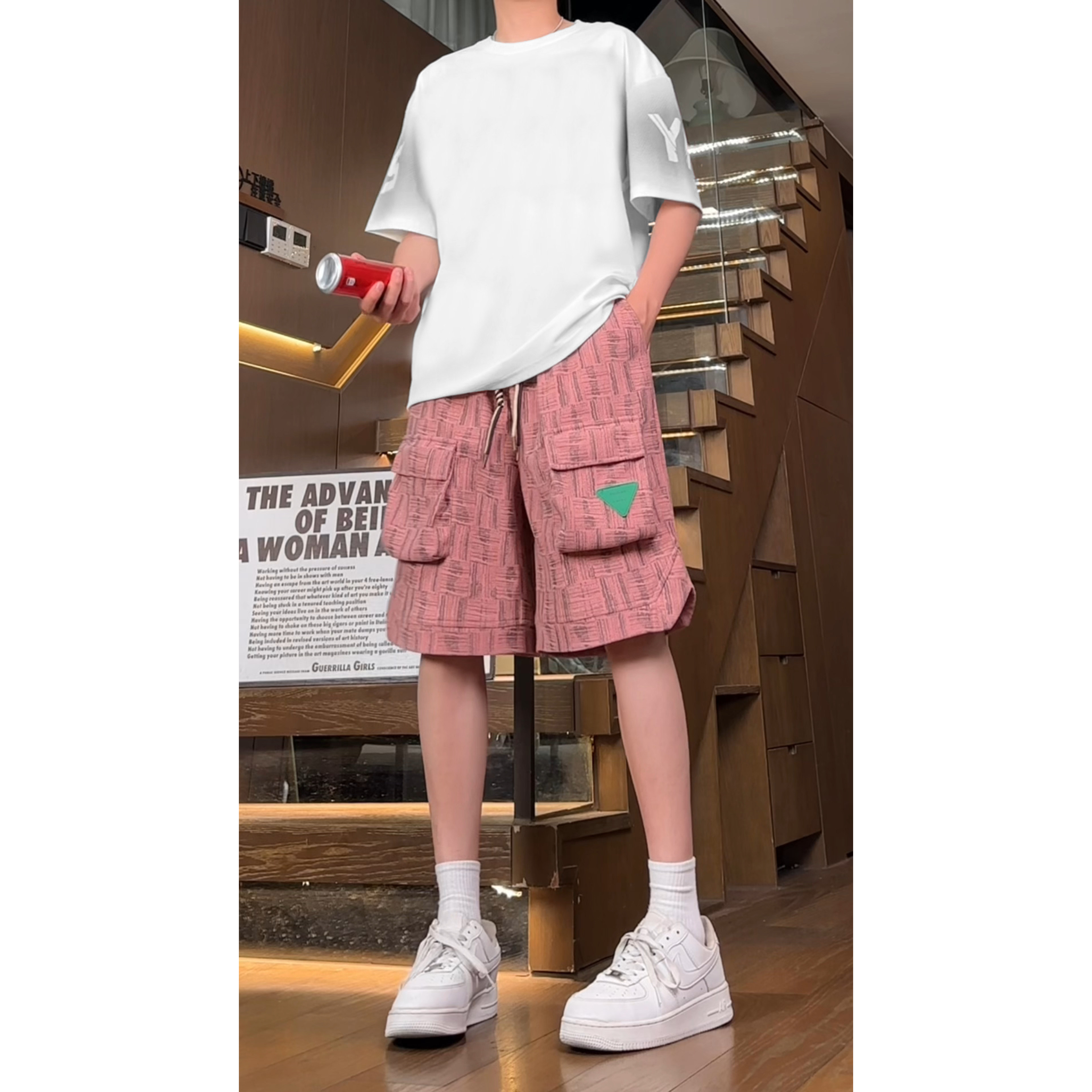 大口袋休闲短裤男夏外穿2025新款潮流痞帅宽松青少年五分中裤潮牌,男装牛仔裤,电商A107