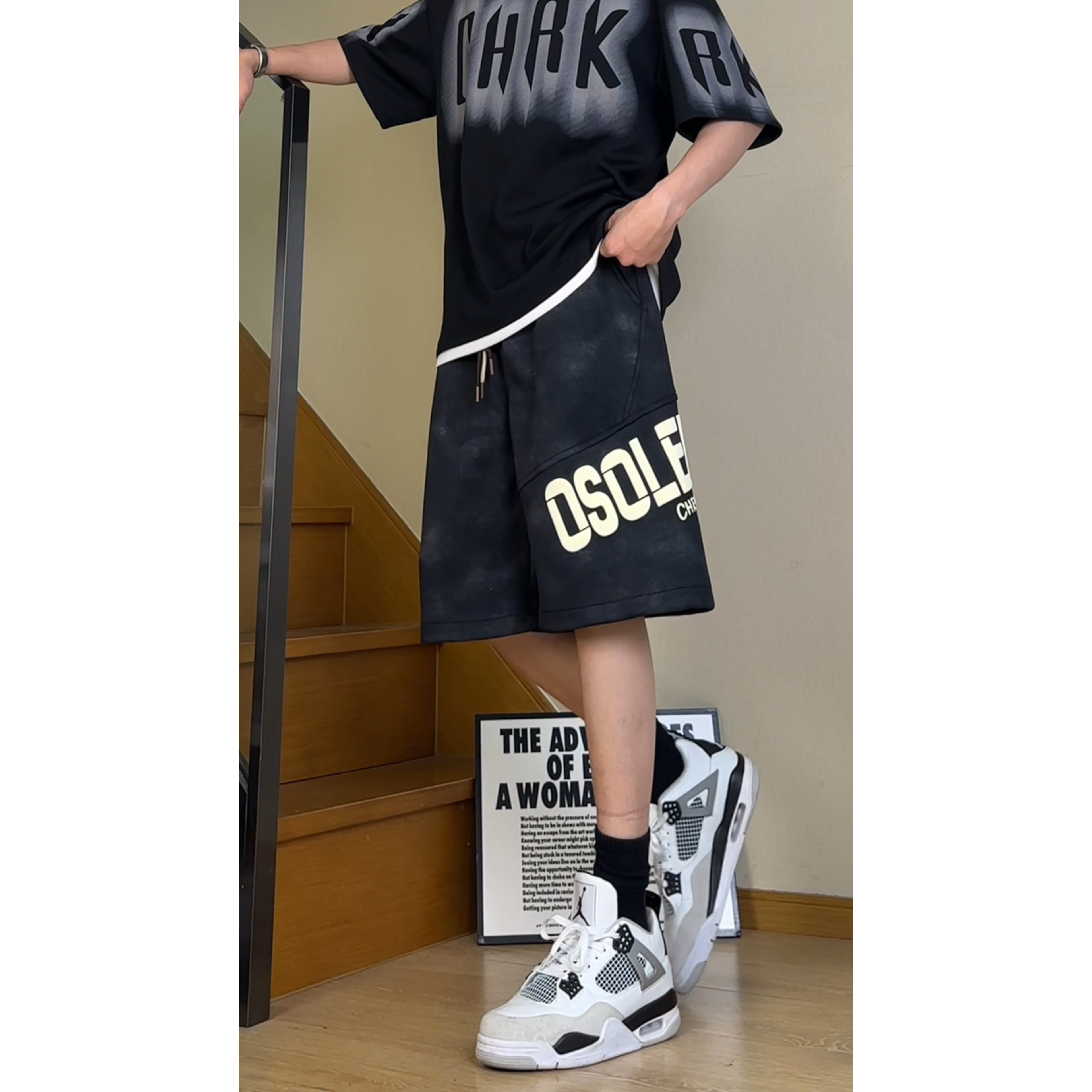 得物品质2025凉感透气休闲夏季宽松扎染短裤A107-DK2593-特P28，男装牛仔裤，电商A107