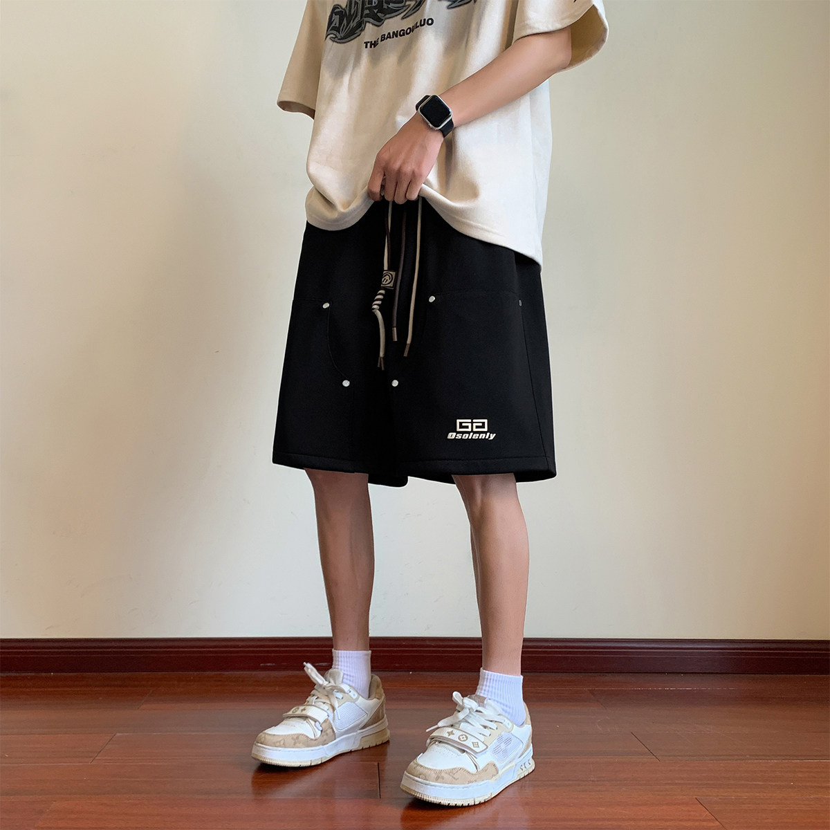 抖音品质A107-K23827-特P31菠萝格:93%聚酯纤维7%氨纶短裤,男装牛仔裤,电商A107