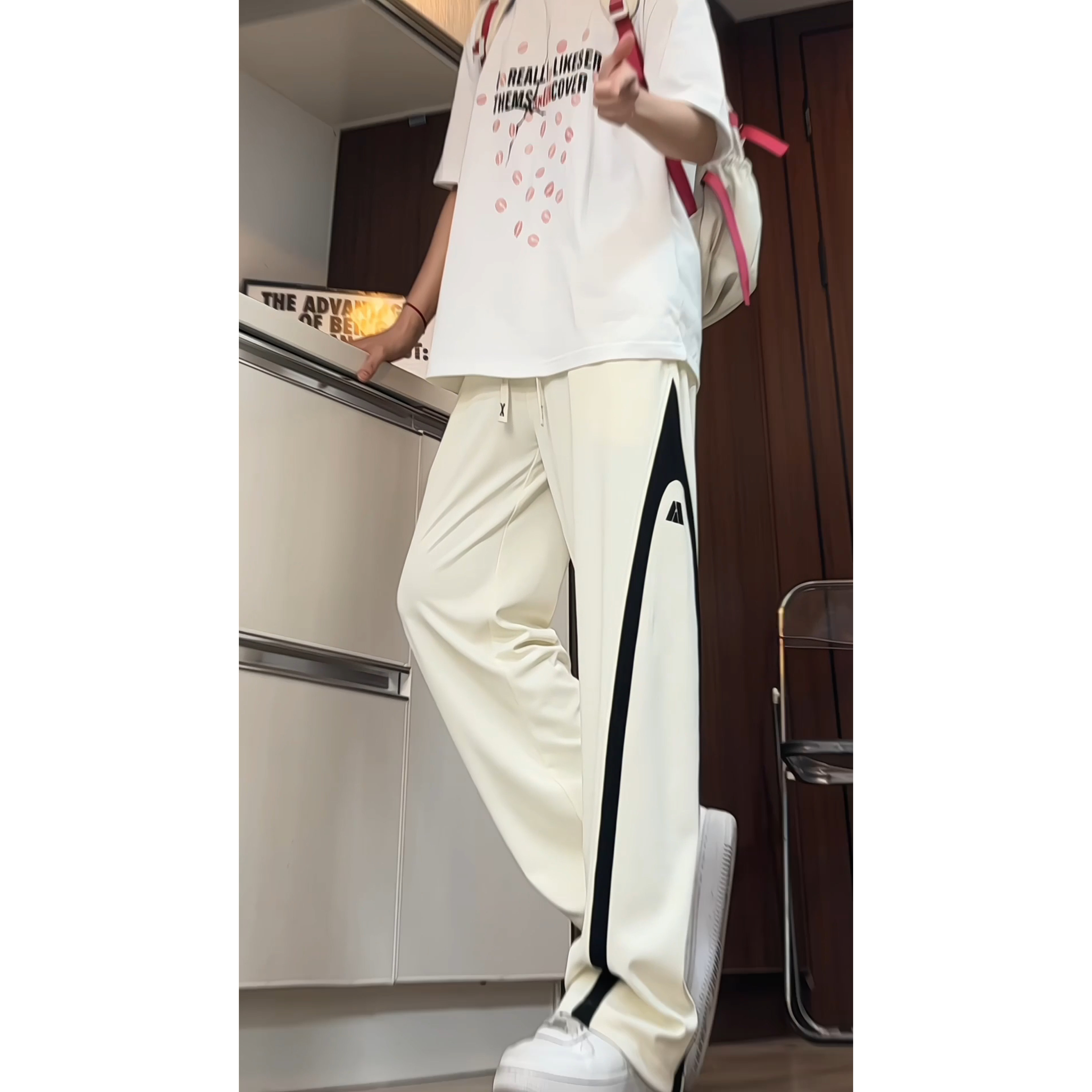 得物品质2025夏季潮流百搭直筒垂顺冰丝长裤A107-CK2579-P38控88,男装休闲裤,电商A107