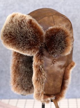VISON 雷锋帽冬季护耳保暖棉帽大头围东北防寒毛帽子男女骑行滑雪