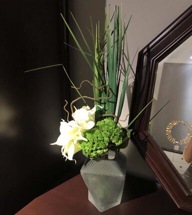 现代绿色系成品马蹄莲仿真花花艺 样板房会所床头柜装饰花艺摆件