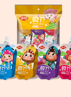 金冠食品什锦果冻果粒爽可吸吸果冻布丁酸奶百香果芒果白桃味700g
