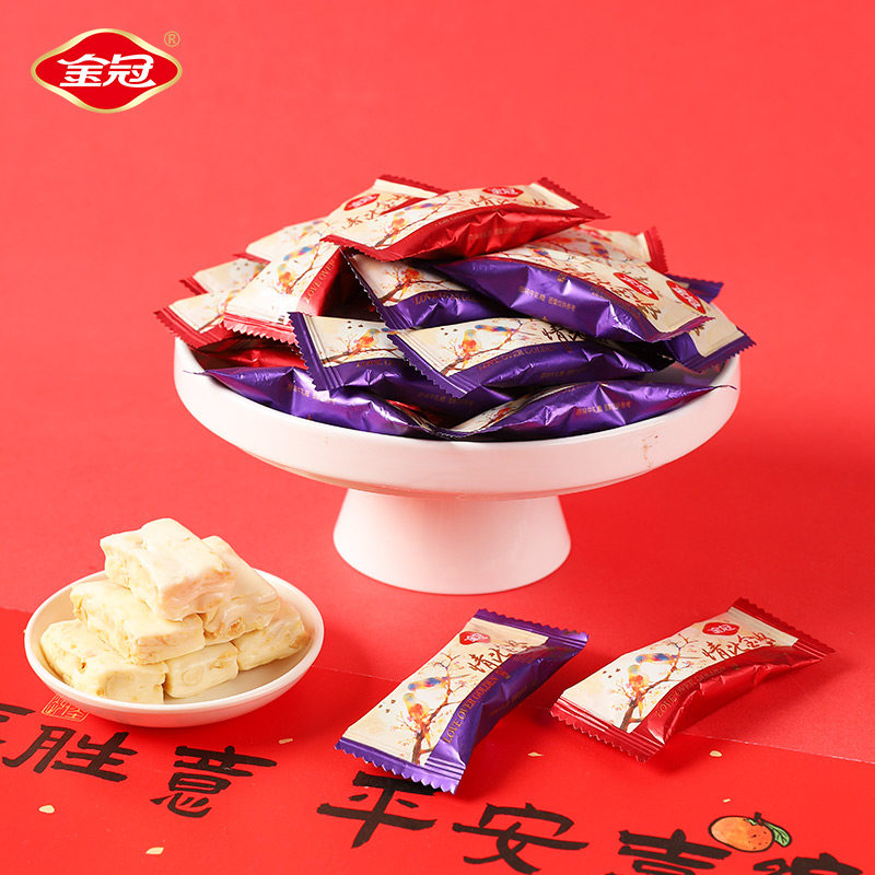 金冠情比金坚原味牛轧糖 500g 结婚喜糖散装年货休闲解馋零食