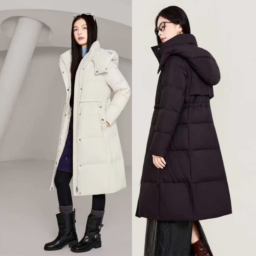 新款女修身长款羽绒服九成品女款半成品皮汤定制翻新加厚加工2618