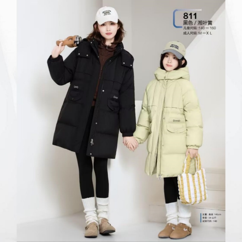2025新款女装亲子童款羽绒服半九成品X811梁翻新冲绒加工加厚定制