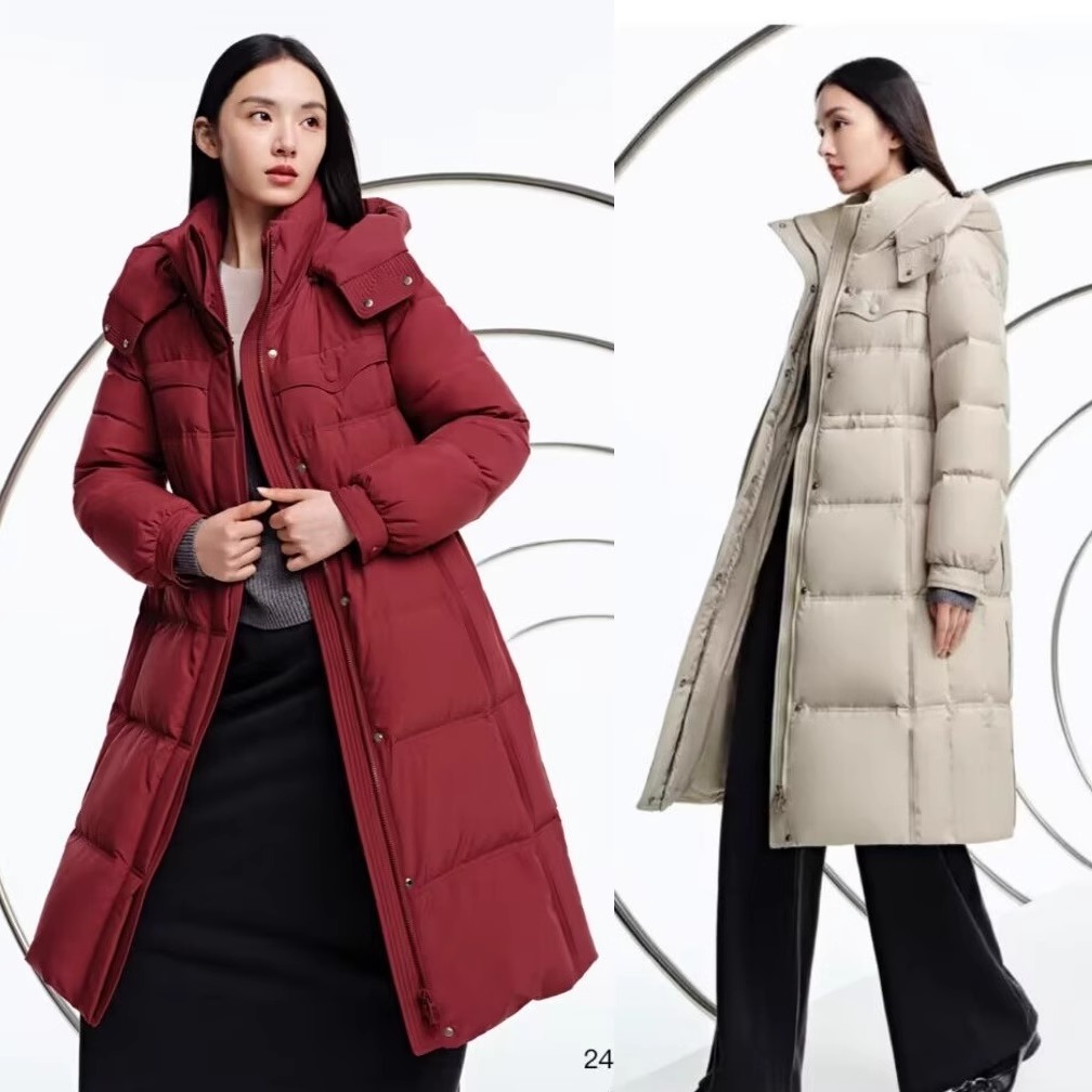 特价款女时尚修身长款羽绒服九成品24037半成品定制翻新加厚加工