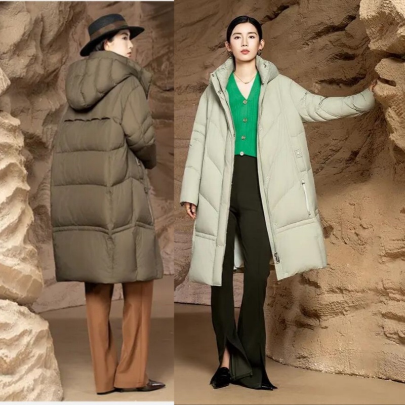 2025款女修身长款羽绒服九成品8203半成品董衣壳翻新加厚定制加工