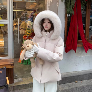 90白鸭绒羽绒服女中长款2026冬季新款收腰显瘦大毛领加厚雪服外套