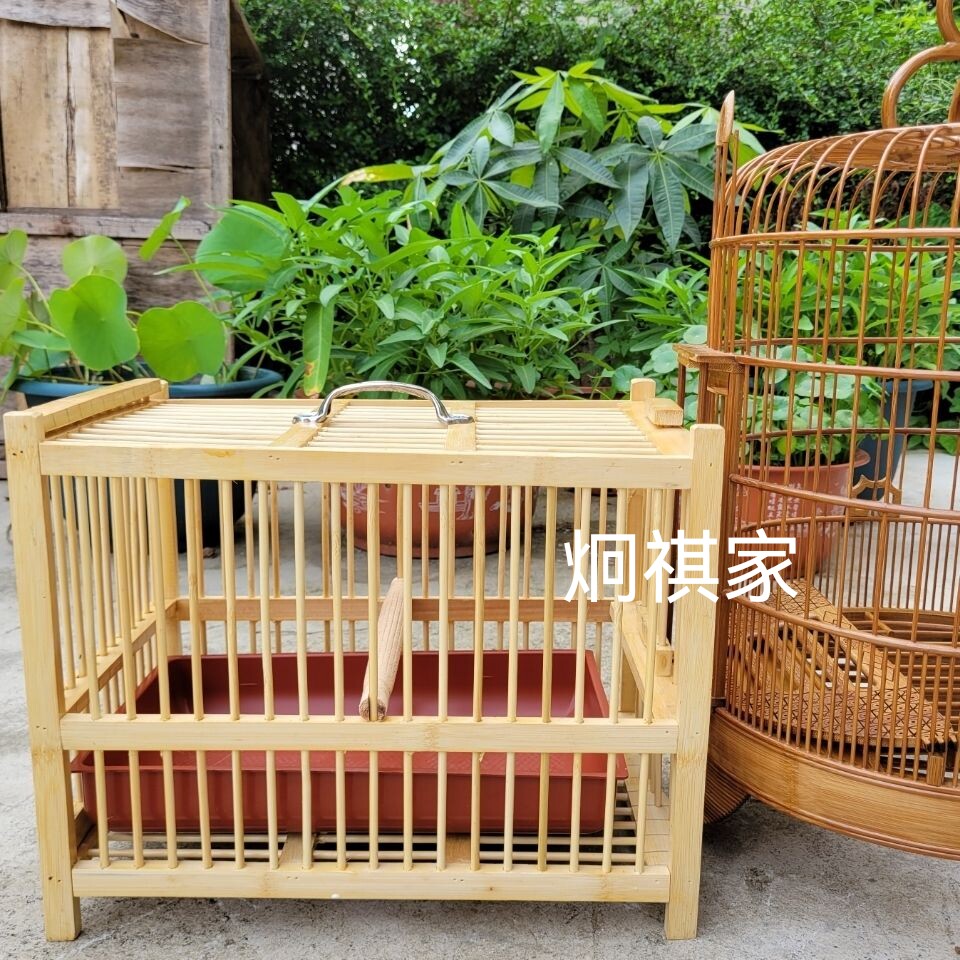 原色竹子洗澡笼画眉鸟冲凉清洁竹制手工大小号水盘全套包邮清仓价
