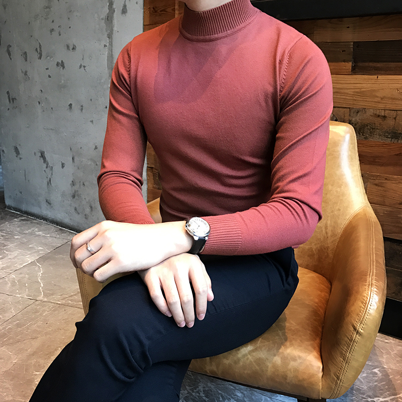 修身半高领纯色时尚百搭打底衫