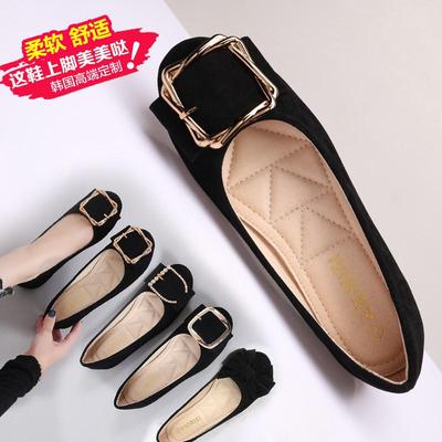 平底单鞋女YSC软底豆豆鞋女浅口