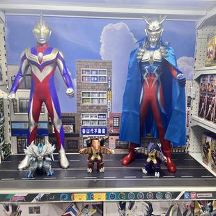 奥特曼模型手办盒贴纸场景微缩城市街道楼房展柜摄影背景现货