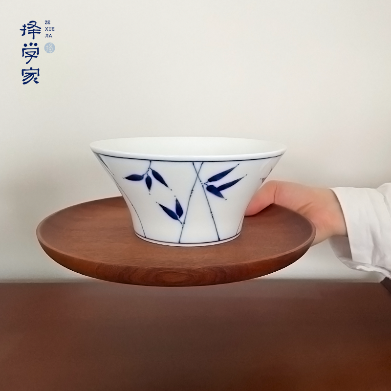 择学家陶瓷面碗家用斗笠碗中式简约青花手绘高温釉下彩家用餐具碗,餐饮具,碗,淘宝优惠券,粉丝福利购,淘宝优惠卷