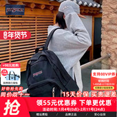 机场同款 JanSport双肩背包暮光复古女经典 黑男大学生书包皮革4QVA