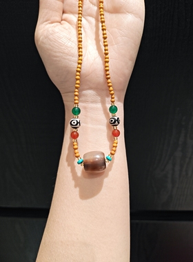 15m牛骨桶珠配3m橄榄葫芦吊坠项链毛衣链锁骨链接受天然纹路