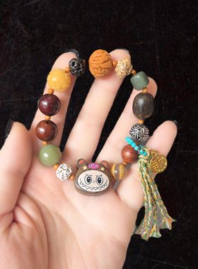 22乘20m檀木拉布布配星月菩提配虫漏等多宝手串手链