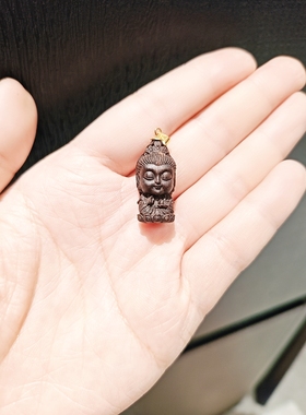 26乘12m小叶紫檀观音配s925纯银扣头吊坠不带链