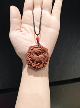 38m非遗合香珠归元玫瑰马到成功双面雕刻吊坠项链毛衣链