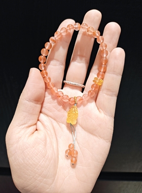 特价6m冰飘南红配琥珀蜜蜡小鱼手串手链实物更红