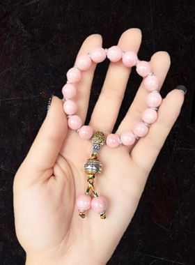 赵露思同款10m珠光粉瓷配六字箴某言手串手链粉色