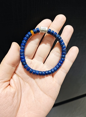 6m青金直切药片珠配蜜蜡配s925银桶珠手串手链