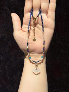 17乘12m玉髓祥云配2m切面青金石吊坠项链锁骨链