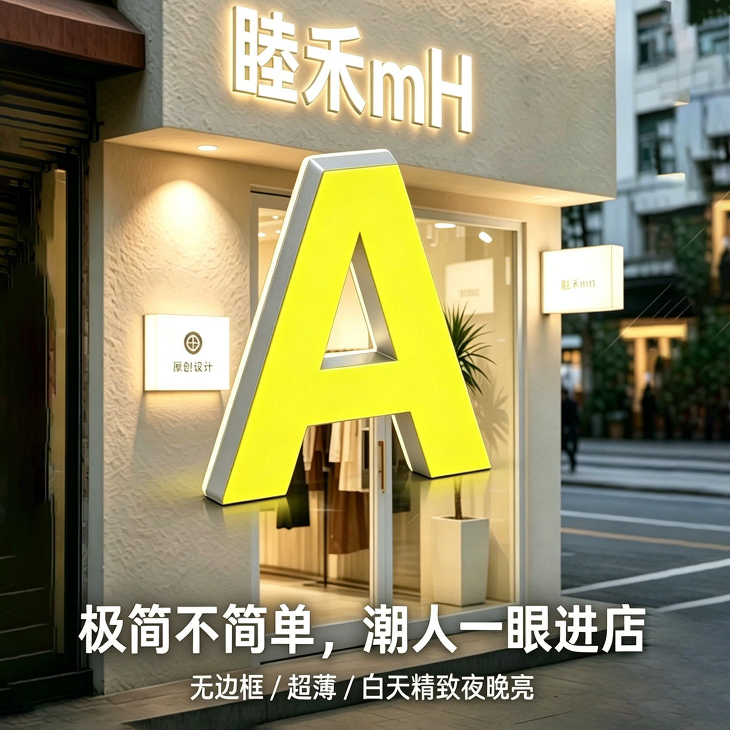 领创迷你LED发光字亚克力店铺门头招牌定制超薄户外服装不锈钢字