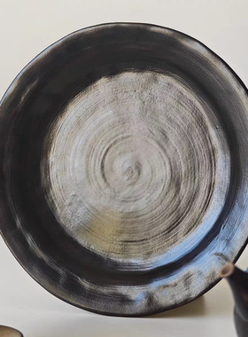 诺裔家 日式器 茶盘天目釉岩矿粗陶侘寂质朴风手捏壶承怀石料理盘