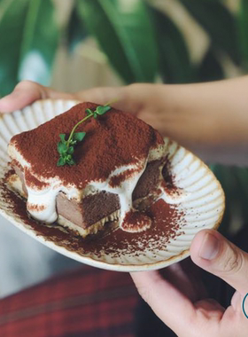 诺裔家 日式器 俊彦窑丹波立杭烧纯手作雏菊纹餐具家用陶瓷椭圆碟