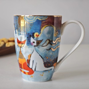 森集商店 德国Goebel高宝电镀金满花阿拉伯童话月亮猫马克杯Trama