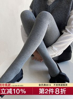 秋冬灰色显瘦打底裤袜子女秋冬棉质平板基础百搭保暖踩脚加绒连袜
